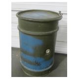 Vtg 17" Diameter 25" Tall Military Can w/ Lid