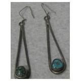 Pair Of Vtg Sterling Silver Turquoise NA Earrings