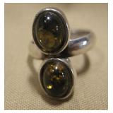 Green Amber .925 Ring