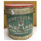 Vtg. 5 Gallon Honeysuckle Pure Lard Can