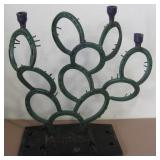 Metal Cactus Art - Horseshoes w/ RR Tie Plate Base