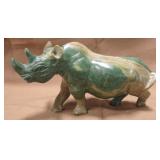 Hand Carved Malachite Rhino