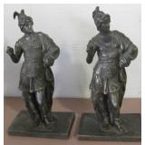 Pair Of 12.5" Tall Bronze Roman Statues