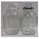 2 - Vintage 1 Gallon Glass Milk Jugs - 11" Tall