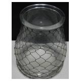 Wire Wrapped Glass Container - 9" Dia. X 10"