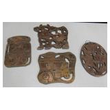 4 Vtg Copper Plated Plaques Or Trivets - Taiwan