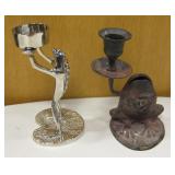 2 Metal Frog Candle Holders - Tallest Is 5.5"