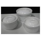 Set Of 3 Lidded Ceramic Crocks