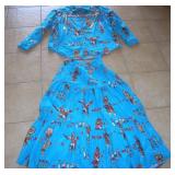 Turquoise Southwest Print XL Skirt & Blouse
