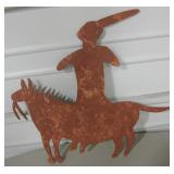13" x 13" Iron Indian With Horse - Mimbre Trading