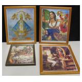 4 Framed Vintage Prints - Largest Are 12" x 15"