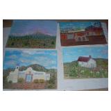 4 Unframed Acrylic Paintings On Artist