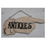 26" Long One-Sided Antiques Wood Wall Sign