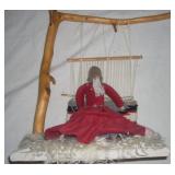 19" Seated Navajo Weaver Doll With Rug