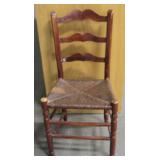 Antique Ladderback Wood Chair w/ Rush Seat