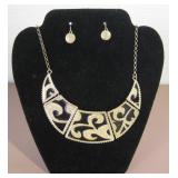 Enameled Necklace w/ Earrings - Includes Display