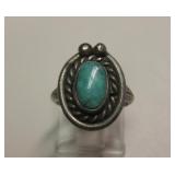 Vtg NA Sterling Silver Utah Turquoise Ring