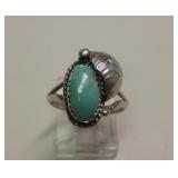 Vtg NA Sterling Silver Nevada Turquoise Ring