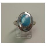 Sterling Silver Blue Gem Turquoise SW Ring