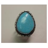 Vtg NA Sterling Silver Blue Gem Turquoise Ring