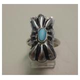 Sterling Silver Turquoise Repousse SW Ring