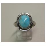 Vtg NA Sterling Silver Blue Gem Turquoise Ring