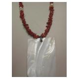 Sterling Silver, Coral, Pearl & Shell Necklace