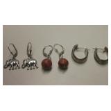 3 Pairs Of Sterling Silver Earrings