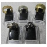 Lot Of 5 Rings - 3 Sterling Silver & 2 Gold Plated