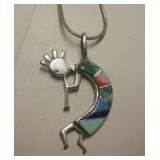 NA Sterling Silver Multi-Stone Kokopelli Necklace