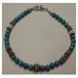 Sterling Silver Turquoise Coral & Opal SW Bracelet