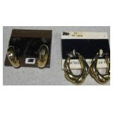 2 Pair Gold Over Sterling Earrings On Retail Cards