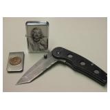 M. Monroe Lighter, Indian Cent Money Clip & Knife