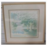 22" x 21" Framed & Matted Hand Cast Paper Picture