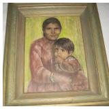 13" x 16" Framed Oil On Board Madonna & Child