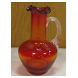 4.75" Tall Amberina Hand Blown Glass Pitcher