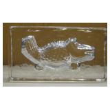 Decorative Alligator Glass Paperweight Or Decor