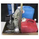 Fuel & Water Cans, Pool Cue, Carpet Kicker, etc