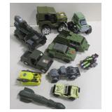 Plastic Jar Of Toy Military Vehicles - Jeeps, etc