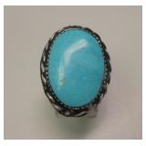 Sterling Silver & Blue Gem Turquoise SW Ring