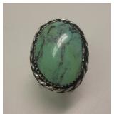 Sterl. Silver & New Lander Spiderweb Turq. SW Ring