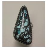 Sterl. Silver & New Lander Spiderweb Turq. SW Ring