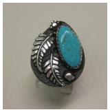 Sterling Silver & Blue Gem Turquoise SW Ring