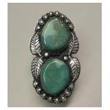 Sterl. Silver & Cerrillos Spiderweb Turq. SW Ring