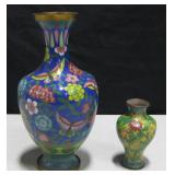 9" & 4" Tall Vintage Cloisonne Vases