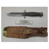 Vtg 9.25" Fixed Blade Knife w/ Sheath & Stone