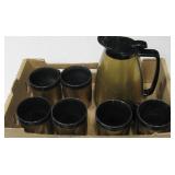Vtg Thermo-Serv Pitcher & 6 Matching Cups