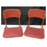 2 Vintage Red Stadium Seats w/ Backs