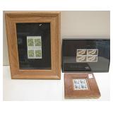3 Framed US Postage Stamp Blocks