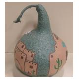 Vintage Pueblo Scenes Painted Gourd - MCG 